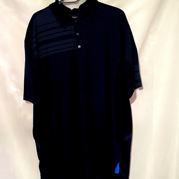 NIKE GOLF FIT DRY MENS SIZE XXL NAVY BLUE POLO SHIRT METAL SNAP BUTTONS EUC - Picture 1 of 12
